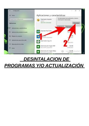 Desintalacion De Programas Y O Actualización