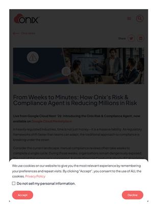 Introducing the Onix Risk & Compliance Agent: Revolutionizing Compliance