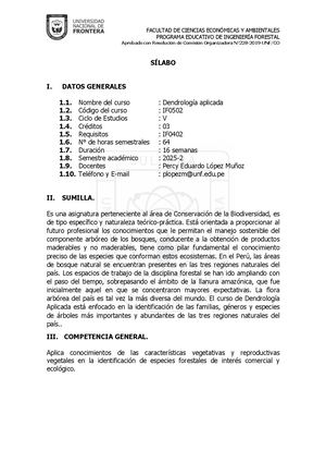 Silabo De Dendrologia Aplicada
