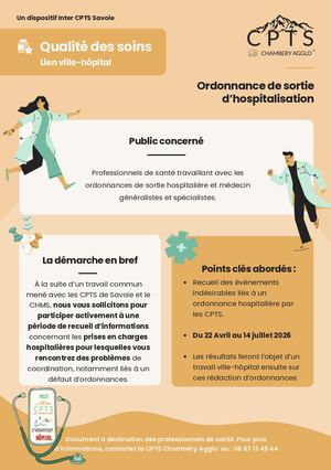 Sortie Hospitalière Ordonnances Lien Ville Hôpital Flyer A5 Rectoverso Pros