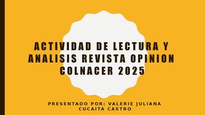 Actividad De Lectura Y Analisis Revista Opinion Colnacer