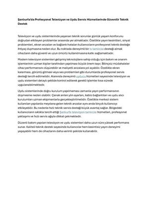 Şanlıurfa’da Profesyonel Televizyon Ve Uydu Servis Hizmetlerinde Güvenilir Teknik Destek