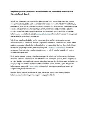 Maşuk Bölgesinde Profesyonel Televizyon Tamiri Ve Uydu Servis Hizmetlerinde Güvenilir Teknik Destek