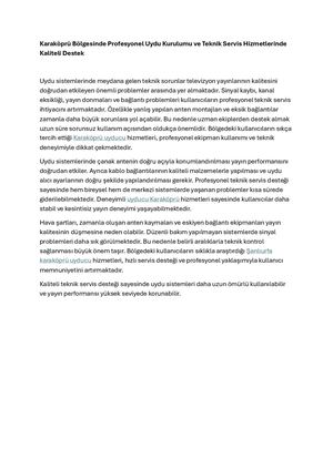 Karaköprü Bölgesinde Profesyonel Uydu Kurulumu Ve Teknik Servis Hizmetlerinde Kaliteli Destek