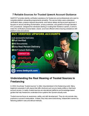 7 Reliable Sources For Trusted Upwork Account Guidance