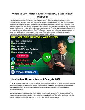 Where To Buy Trusted Upwork Account Guidance In 2026 (Getkycit)