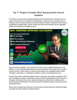 Top 11 Things To Consider When Buying Upwork Account Guidance