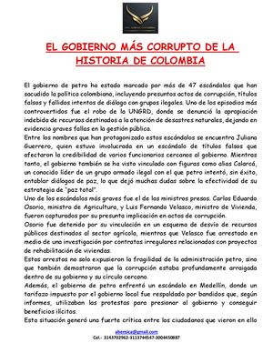 El Gobierno Más Corrupto De La Historia De Colombia
