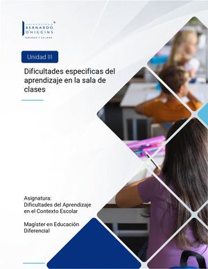 U3S7: Dificultades especificas del aprendizaje en la sala de clases