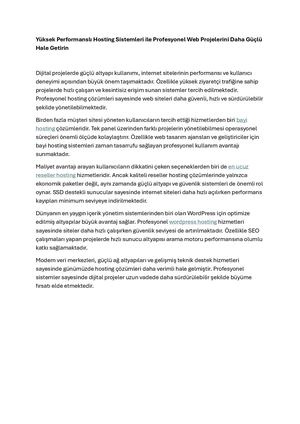 Yüksek Performanslı Hosting Sistemleri Ile Profesyonel Web Projelerini Daha Güçlü Hale Getirin