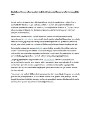 Güçlü Sanal Sunucu Teknolojileri Ile Dijital Projelerde Maksimum Performans Elde Edin