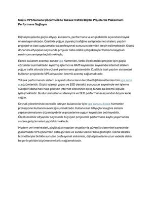 Güçlü Vps Sunucu Çözümleri ile Yüksek Trafikli Dijital Projelerde Maksimum Performans Sağlayın