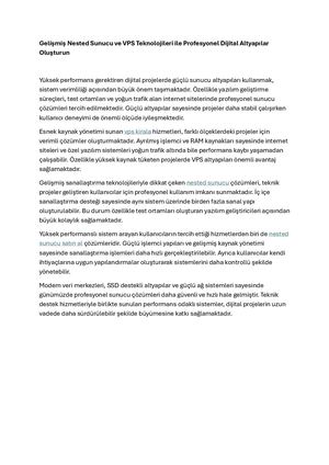 Gelişmiş Nested Sunucu Ve Vps Teknolojileri ile Profesyonel Dijital Altyapılar Oluşturun