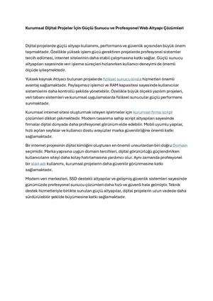Kurumsal Dijital Projeler için Güçlü Sunucu Ve Profesyonel Web Altyapı Çözümleri