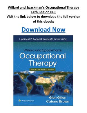 Willard And Spackman’s Occupational Therapy 14th Edition PDF