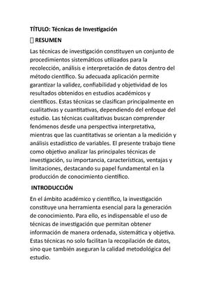 Tecnicas De Investigacion