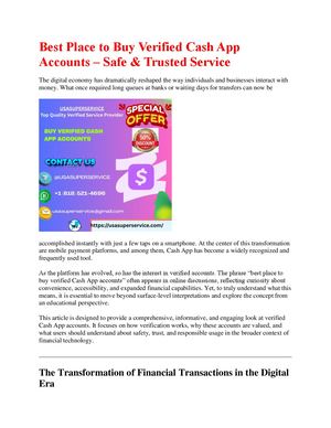 Best Place To Buy Verified Cash App Accounts – Safe & Trusted Service