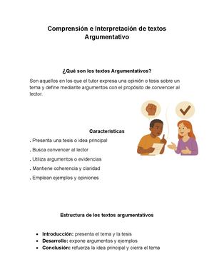 Comprensión E Interpretación De Textos Argumentativo