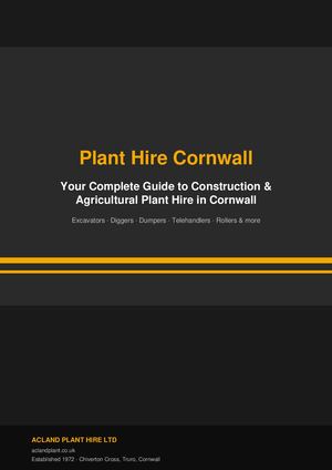 Plant Hire Cornwall — Equipment & Machinery Hire Guide | Acland Plant Hire Ltd
