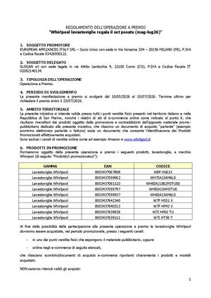 Regolamento Whirlpool Lavastoviglie Regala Il Set Posate Def