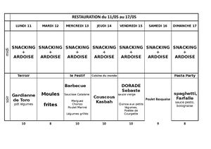 Menu Semaine 11 Au 17 Mai 2026
