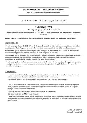 Amendements Groupe Berck Passionnément
