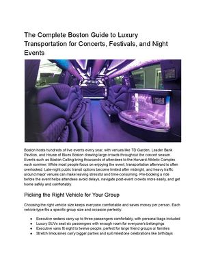 The Complete Boston Guide To Luxury Transportation For Concerts, Festivals, And Night Events (1)
