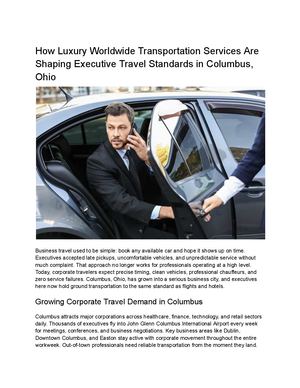 How Luxury Worldwide Transportation Services Are Shaping Executive Travel Standards In Columbus, Ohio