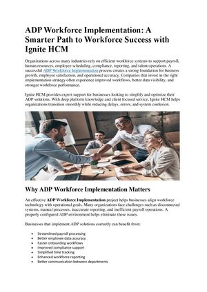 Adp Workforce Implementations