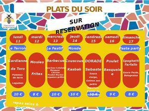 Menu Semaine Avec Reservation Du 11 Au 17 Mai 2026