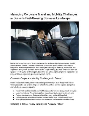 Managing Corporate Travel And Mobility Challenges In Boston's Fast Growing Business Landscape