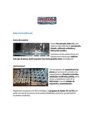 Mecanizados Alairu S.L. | Fabricación de piezas metálicas en España