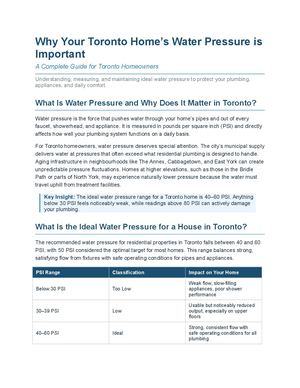 Why Your Toronto Home’s Water Pressure Is Important