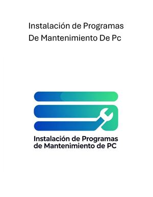 Instalación de ProgramasDe Mantenimiento De Pc