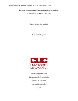 Propuesta Programa De Salud Educacional Harold Rua Martinez