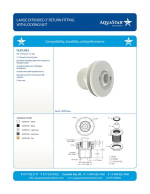 1020TSxxx - Large Extended 2” Return Fitting With Locking Nut And Optional Angle Wall Adapter