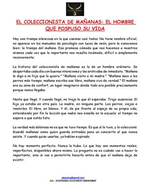 El Coleccionista De Mañanas