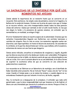 La Sacralidad De Lo Invisible Por Qué Los Momentos No Avisan