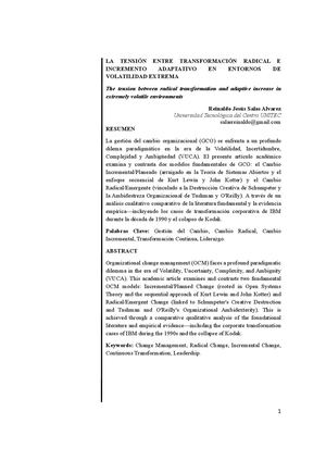 LA TENSIÓN ENTRE TRANSFORMACIÓN RADICAL E INCREMENTO ADAPTATIVO EN ENTORNOS DE VOLATILIDAD EXTREMA