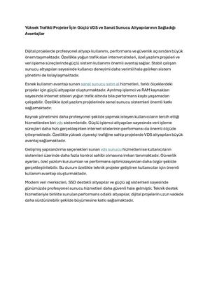 Yüksek Trafikli Projeler İçIn Güçlü Vds Ve Sanal Sunucu Altyapılarının Sağladığı Avantajlar