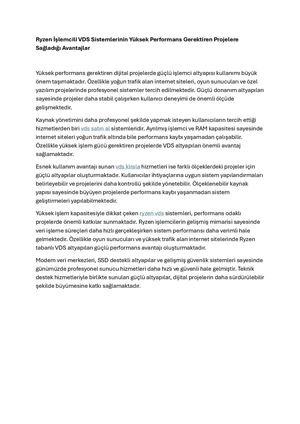 Ryzen İşLemcili Vds Sistemlerinin Yüksek Performans Gerektiren Projelere Sağladığı Avantajlar
