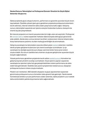 Nested Sunucu Teknolojileri Ve Profesyonel Domain Yönetimi Ile Güçlü Dijital Sistemler Oluşturma
