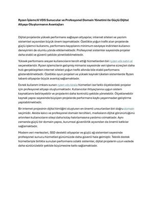 Ryzen İşLemcili Vds Sunucular Ve Profesyonel Domain Yönetimi Ile Güçlü Dijital Altyapı Oluşturmanın Avantajları