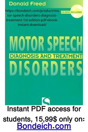 Motor Speech Disorders Diagnosis & Treatment 1st Edition PDF, eBook, Instant Download
