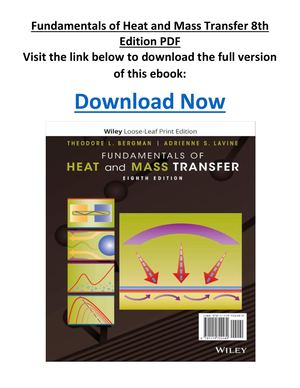 Fundamentals Of Heat And Mass Transfer 8th Edition PDF