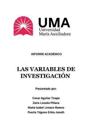 Las Variables De Investigación - Grupo5