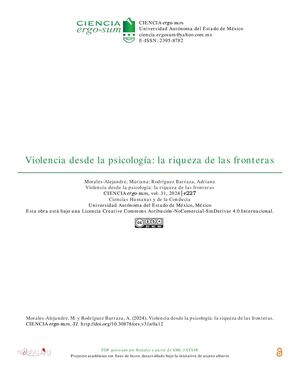 Dialnet Violencia Desde La Psicologia La Riqueza De Las Fronteras 9778985