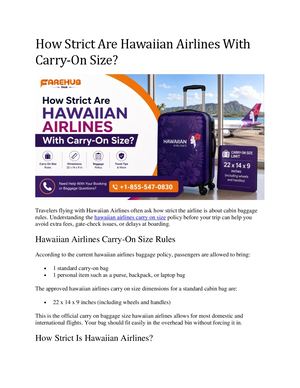 How Strict Are Hawaiian Airlines With Carry On Size