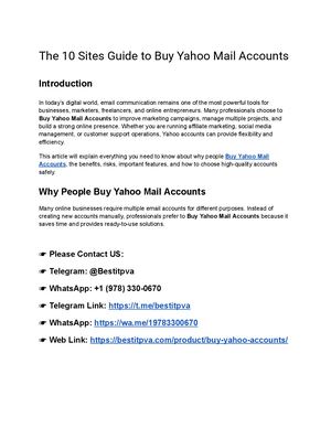 The 10 Sites Guide To Buy Yahoo Mail Accounts