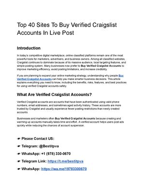 Top 40 Sites To Buy Verified Craigslist Accounts In Live Post